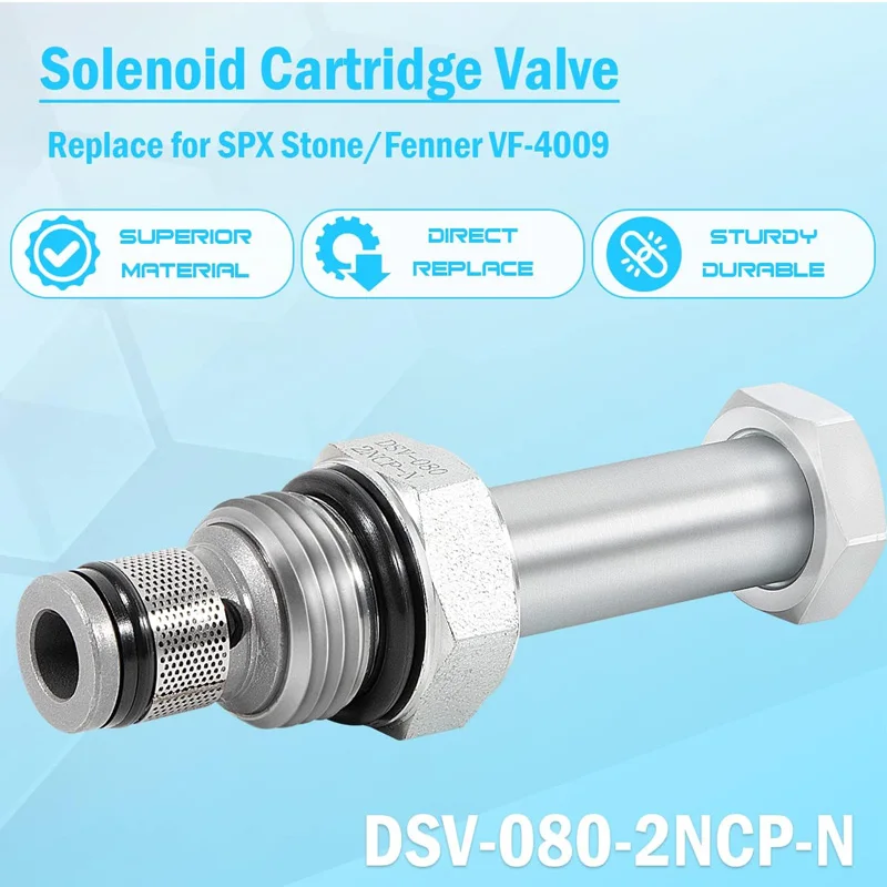 DSV-080-2NCP-N Solenoid Cartridge Valve, Normally Closed, Two-Way, Two-Position, Pilot Operated Solenoid Valve,  VF-4009