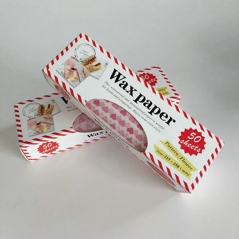 50 PCS Oilproof Wax Paper Disposable Baking Wax Pad Paper As Shown For Bread Food Packaging Wrappers Burger,E