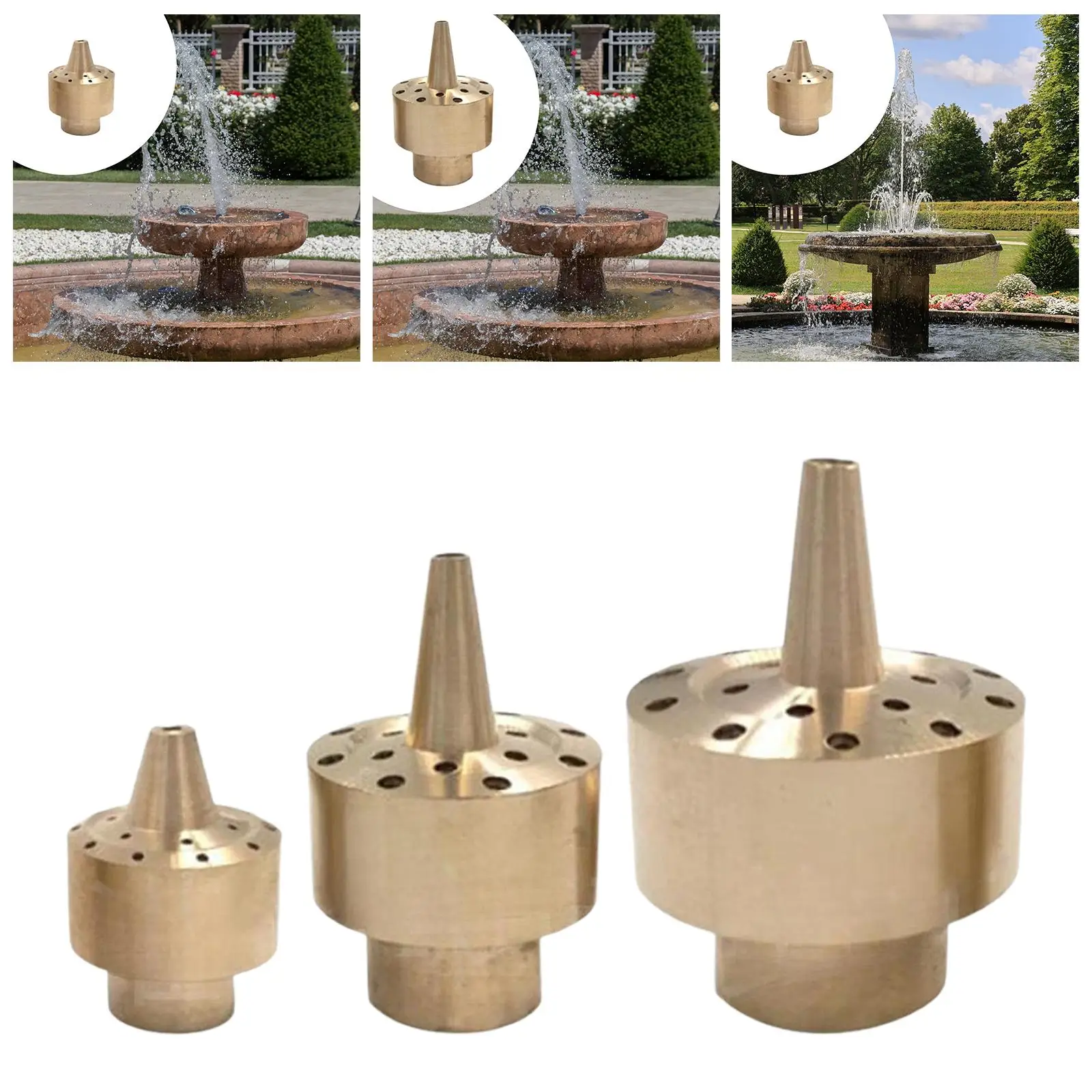 

Brass Fountain Nozzle Replacement, Rustproof, Copper Water Spray Head for Parks,