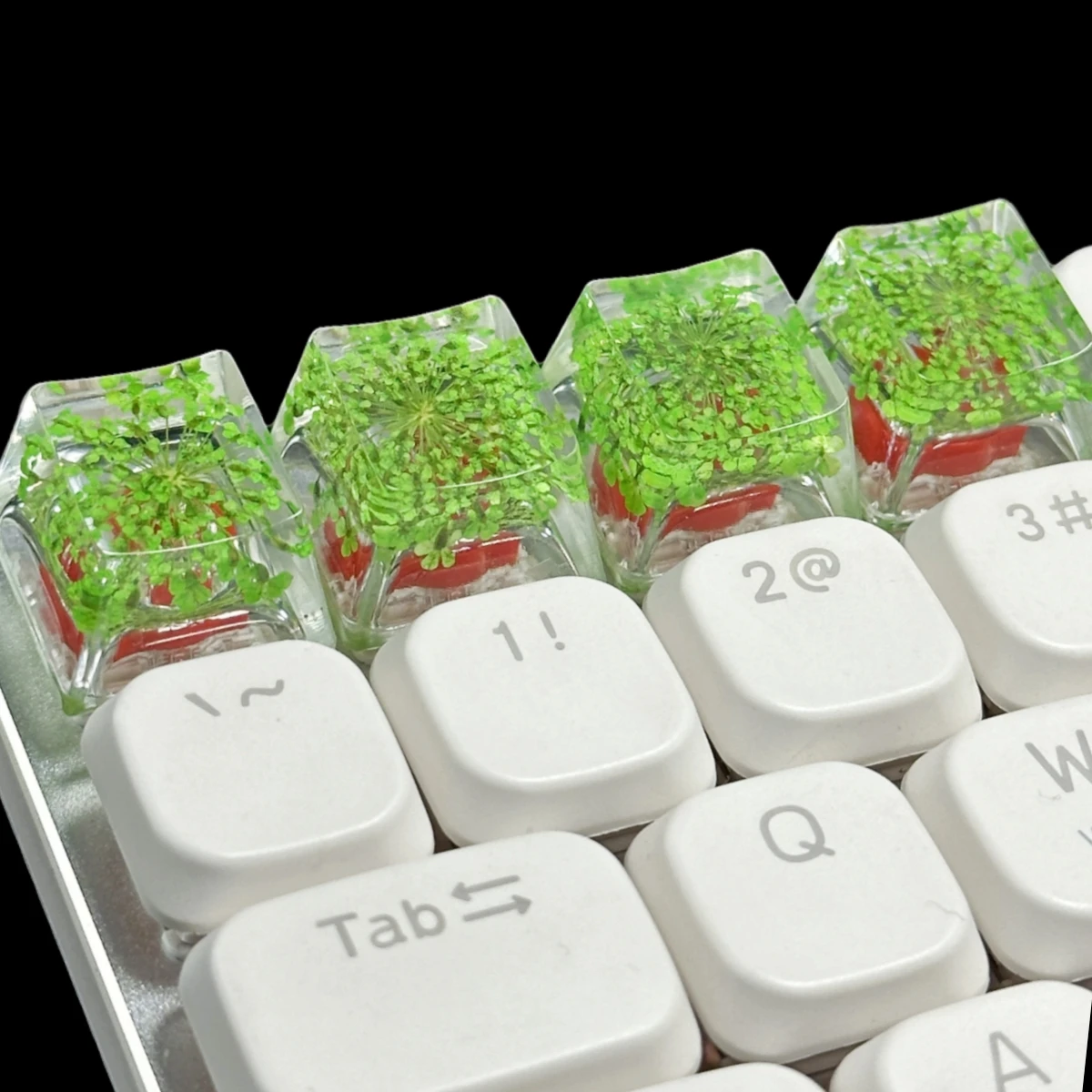 Conjunto de teclas de resina de flor fresca translúcida, 4 unidades, para teclado mecânico, eixo cruzado, pbt, com acessórios, mais vendidos