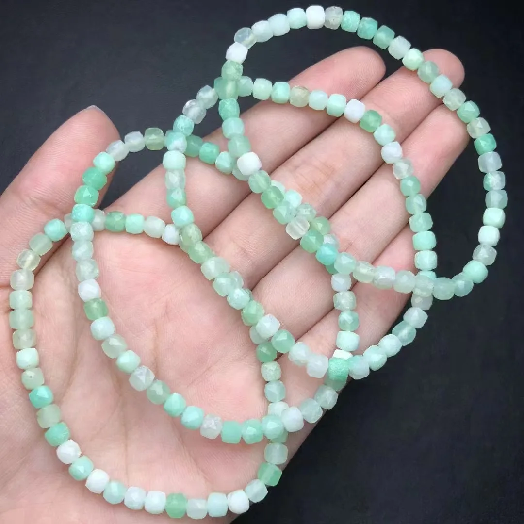 Unit One Bracelet 4mm Good Sale Natural Australia Jade Crystal Healing Square Candy Bead Bracelet