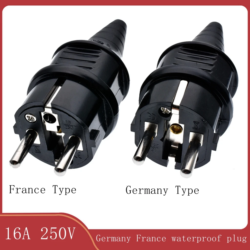 European Schuko France Germany EU ø4.8mm Pin DIY Rewireable Power Plug 250V 16A