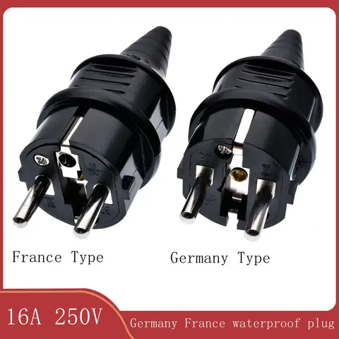 European Schuko France Germany EU ø4.8mm Pin DIY Rewireable Power Plug 250V 16A