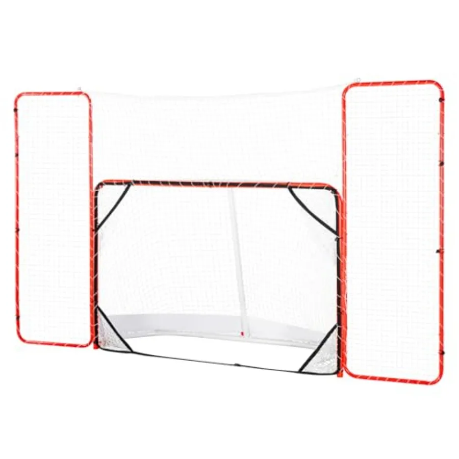 

Street hockey training set with backstop targets: 72 portable indoor/outdoor net, easy assembly, white/red polyethylene frame