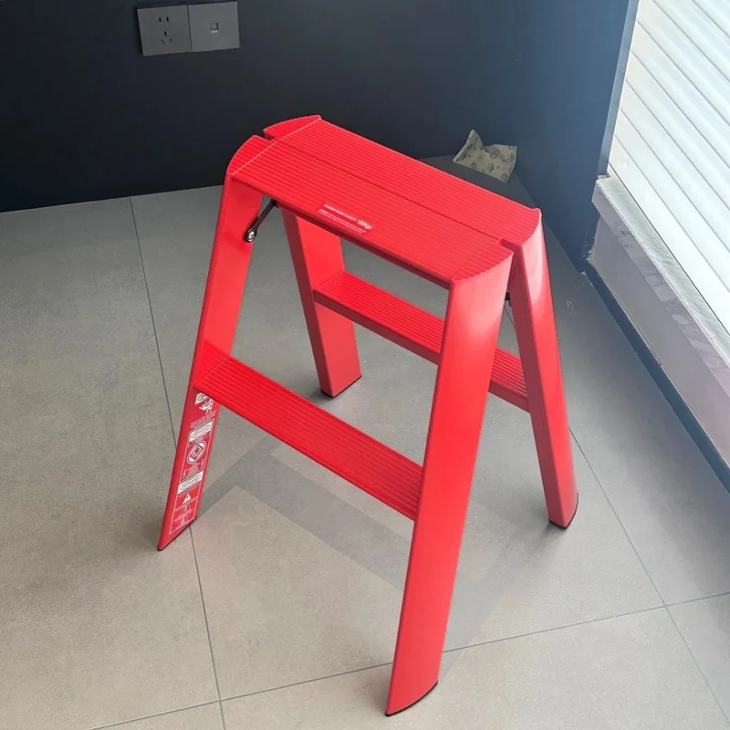 

Aluminum 2 Step Ladder Folding Stool Lightweight Anti-Slip Portable Collapsible Space Saving Slim Ladder for Kitchen Household