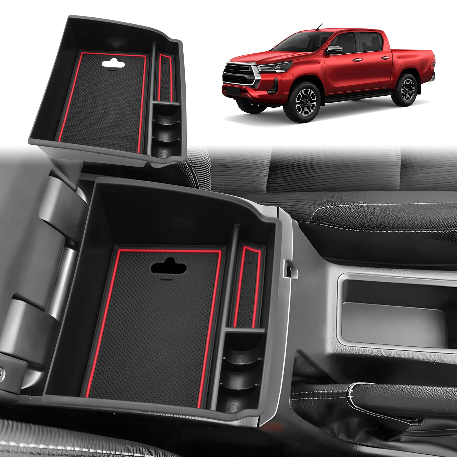 RUIYA für Toyota Hilux 2016-2025 2026 Auto Mittelkonsole Aufbewahrungsbox Auto-Innenraum Hilux Aufbewahrung Toyota Hilux 2026 Zubehör – Detail 9