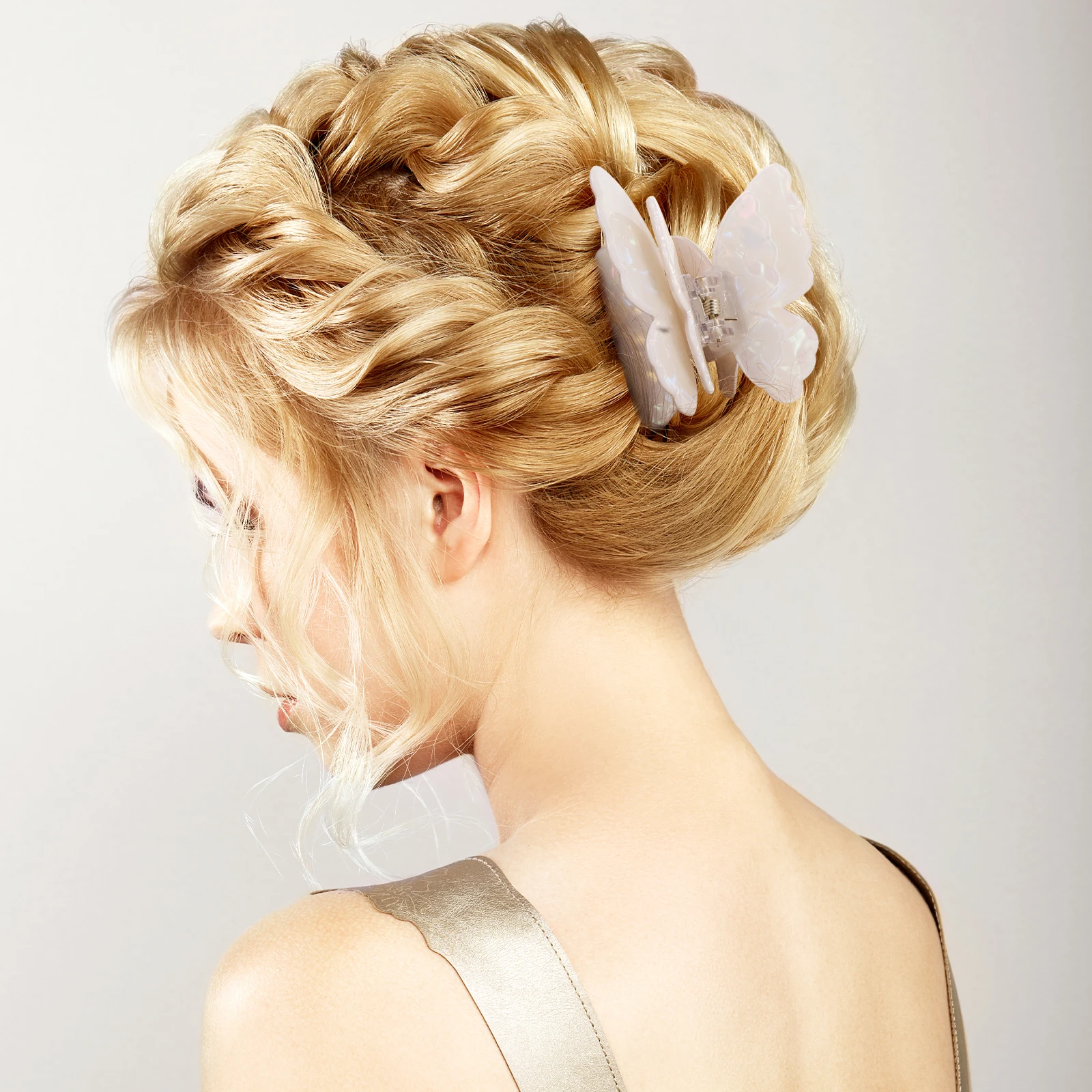 

Double Layer Butterfly Accessories White Pvc Non-Slip Claw Compact Portable Half-Up Hairstyle Women Girls Claw Braid Bobby Pins