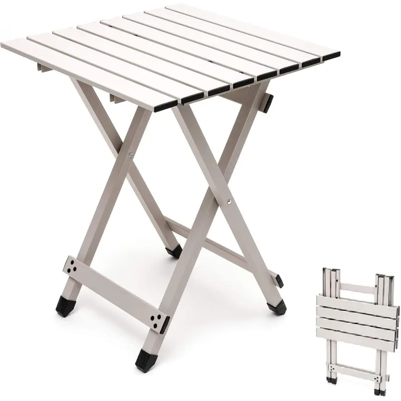 Folding Camping Table - Lightweight Aluminum Portable Picnic Table, 18.5x18.5x24.5 Inch for Cooking, Beach, Hiking, Travel,