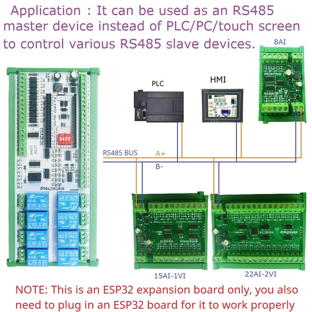 4-20MA 0-10V Digital Analog Input Output Module 2AO-8AI-8DI-8DO ESP32 Wifi Network Relay Board  for Smart Switch IOT Simple PLC