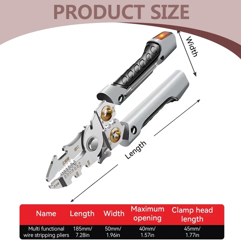 Imagem -06 - Descascador Multifuncional para Eletricista Alicates de Corte Portáteis Alicates de Ramificação e Crimpagem Corte Específico