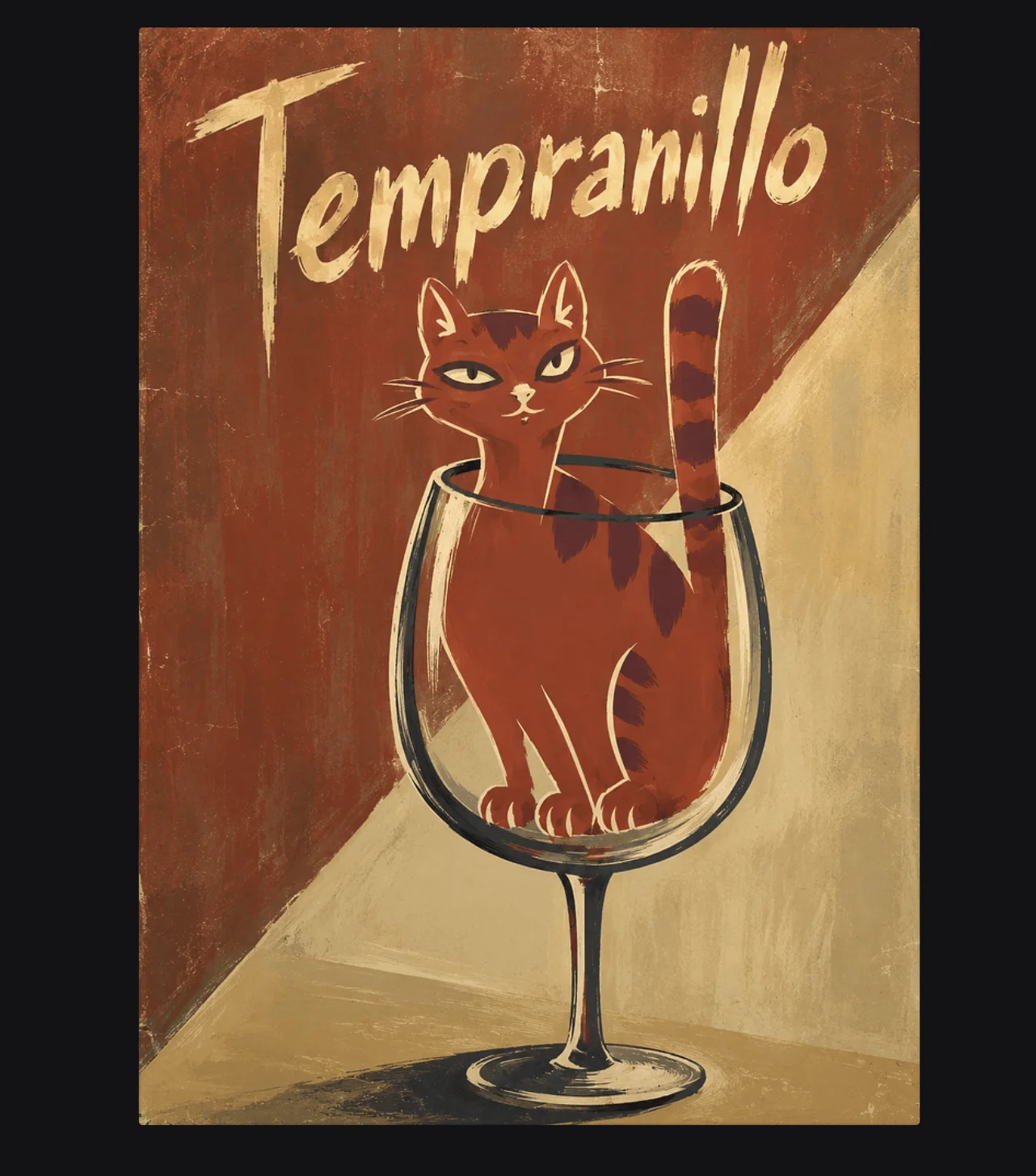 Wall Art Canvas Prints Posters Decor, Retro Wine Cat In Goblet Art For Bar Dining Kitchen Cafe Vintage Home Wall Decor