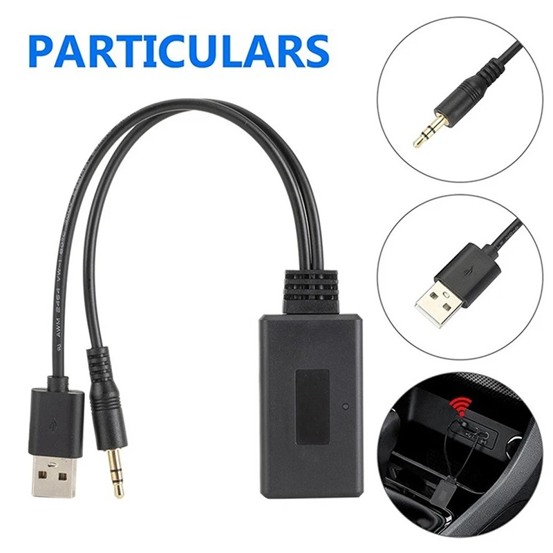 New 1Pcs 3.5MM Universal Car Wireless Bluetooth Compatible Receiver USB Bluetooth Audio Cable HIFI Sound Bluetooth Receiver