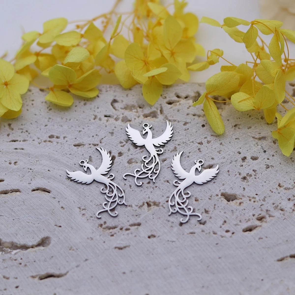 3 قطعة تخريمية ذهبية فينيكس بيرد لتقوم بها بنفسك اكسسوارات الفولاذ المقاوم للصدأ قلادة جالبة للحظ لصنع المجوهرات أقراط قلادة المواد #3