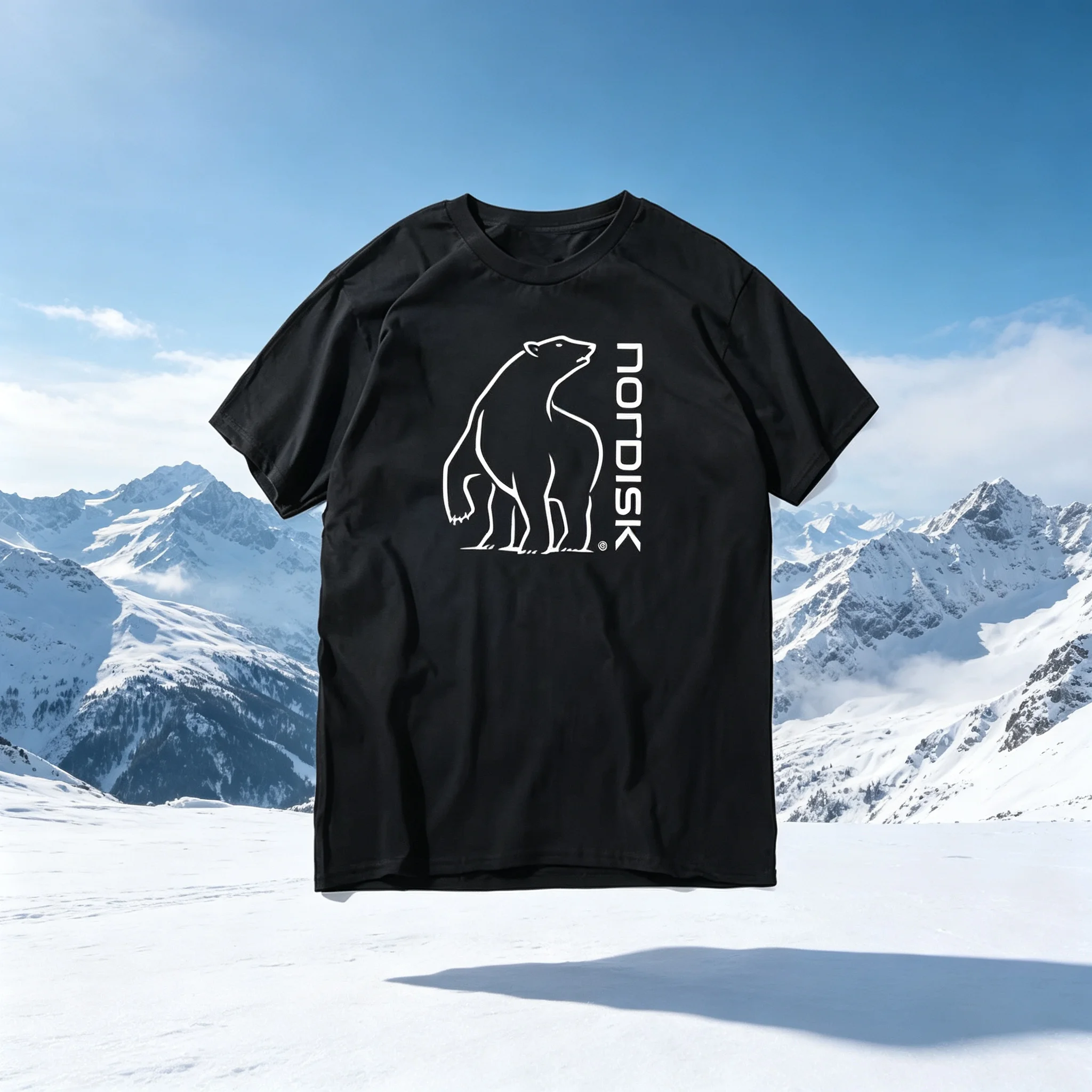 2026 New Outdoor Family Matching Unisex Oversized T-Shirt Simple Line Polar Bear Outdoor Animal Chest Front Print StreetwearTops