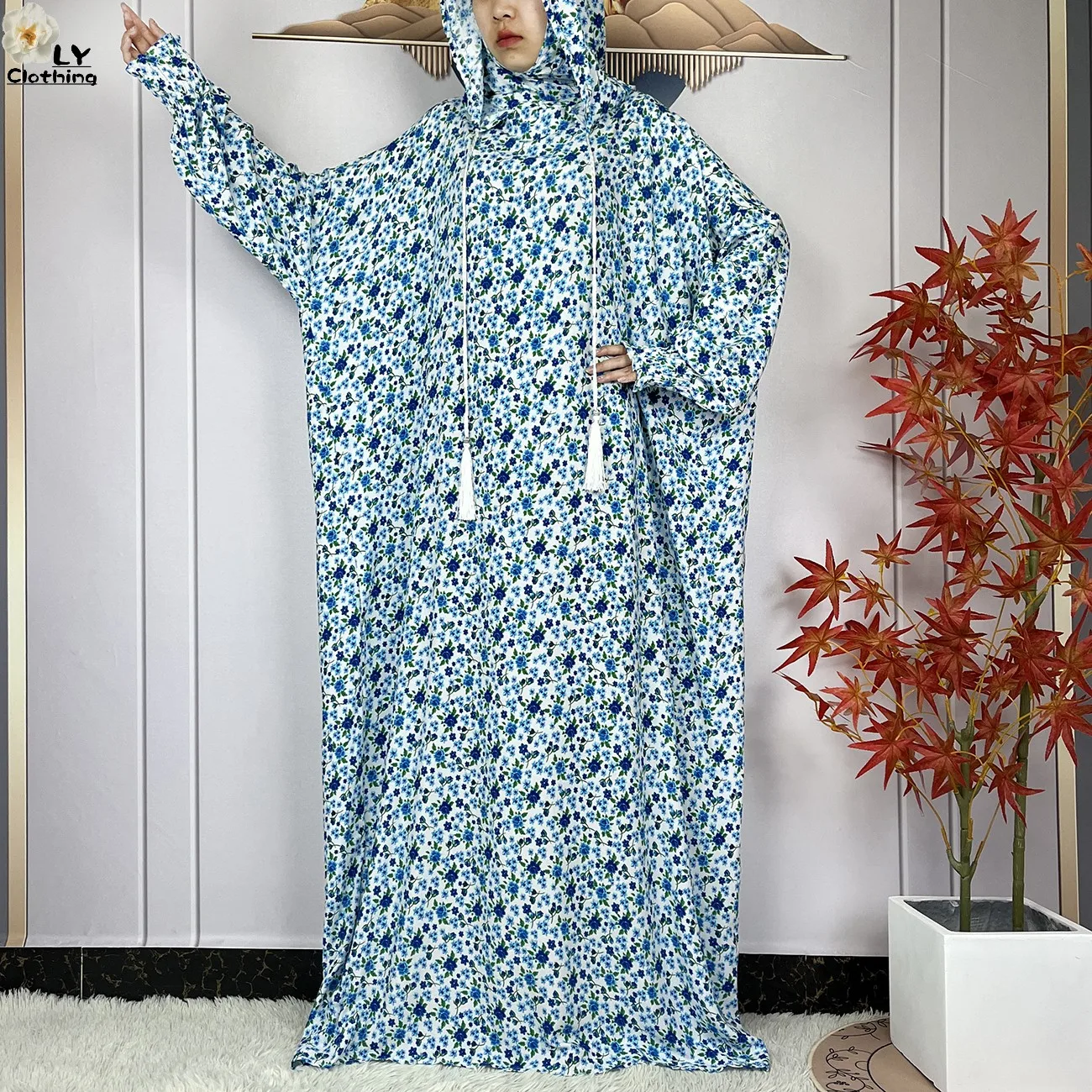 Hijab musulmán de manga larga para mujer, vestido suelto de algodón con capucha Eid, maxibata árabe islámica de Dubái, ropa Africana Abaya, novedad