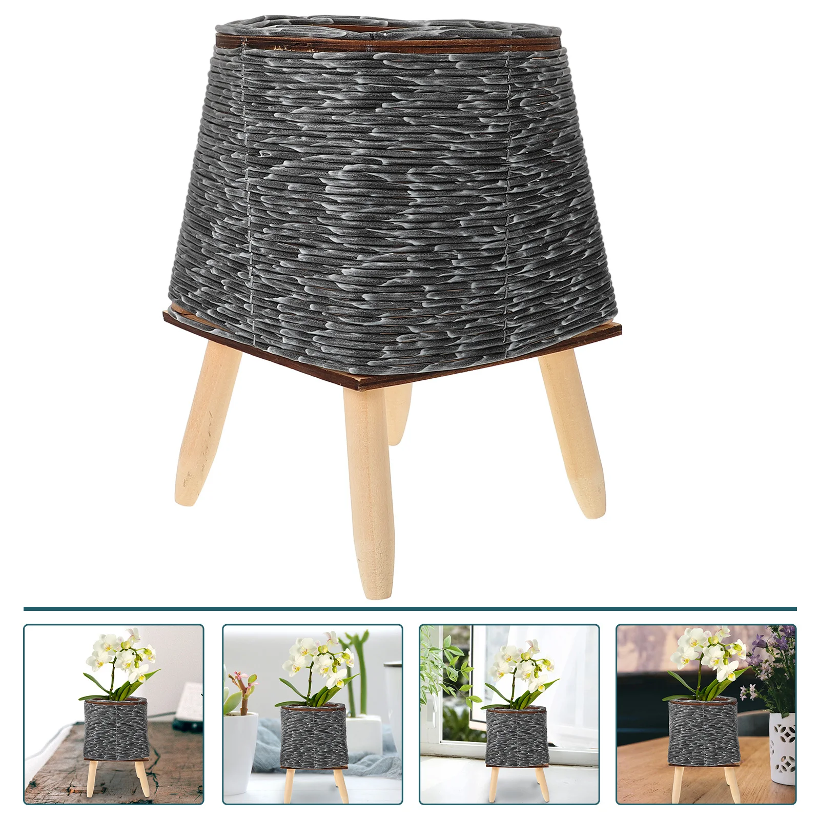 

Пластиковый тканый контейнер для цветов, прочная полка для цветочного горшка, полка для комнатных растений, экономия места, легкий декоративный домашний держатель