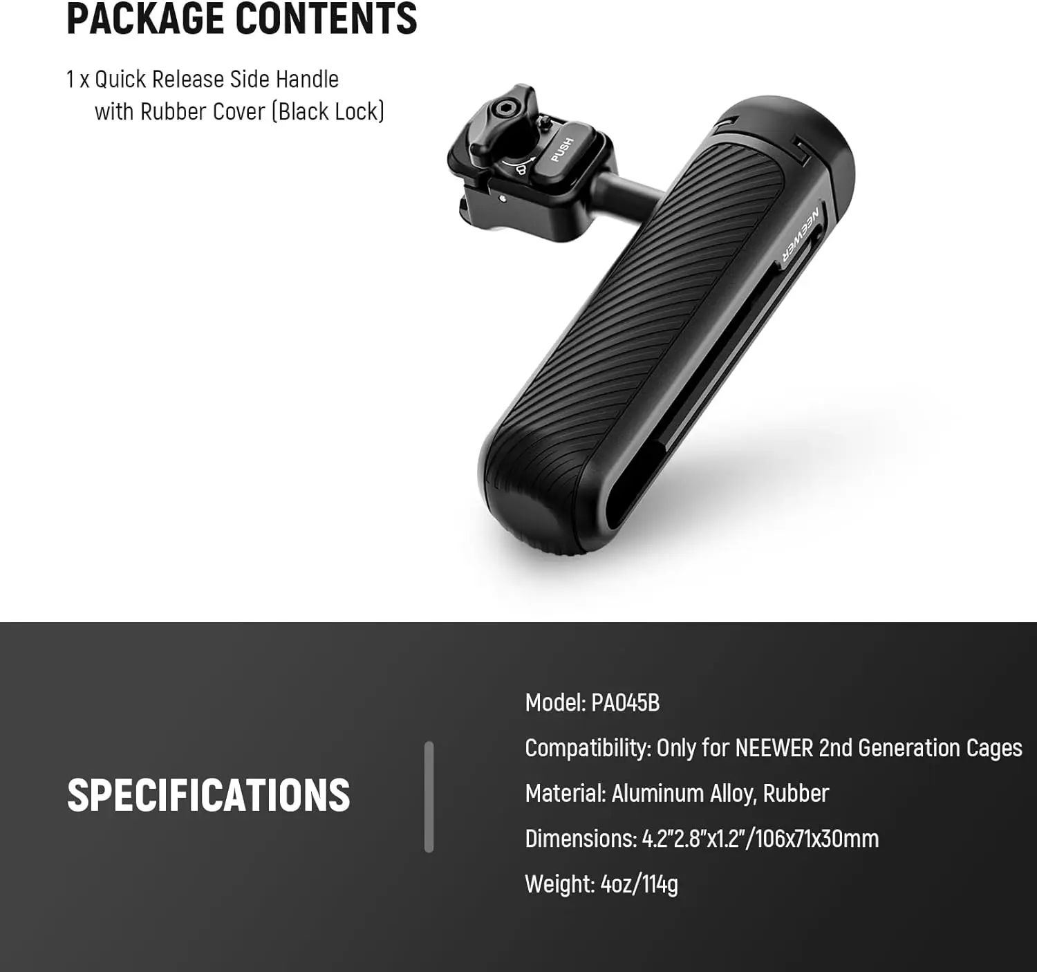 NEEWER poignée latérale à dégagement rapide pour Cages de téléphone de 2e génération PA043 PA044 pour iPhone 15 Pro Max/15 Pro, PA042 pour Samsung S24 Ultra