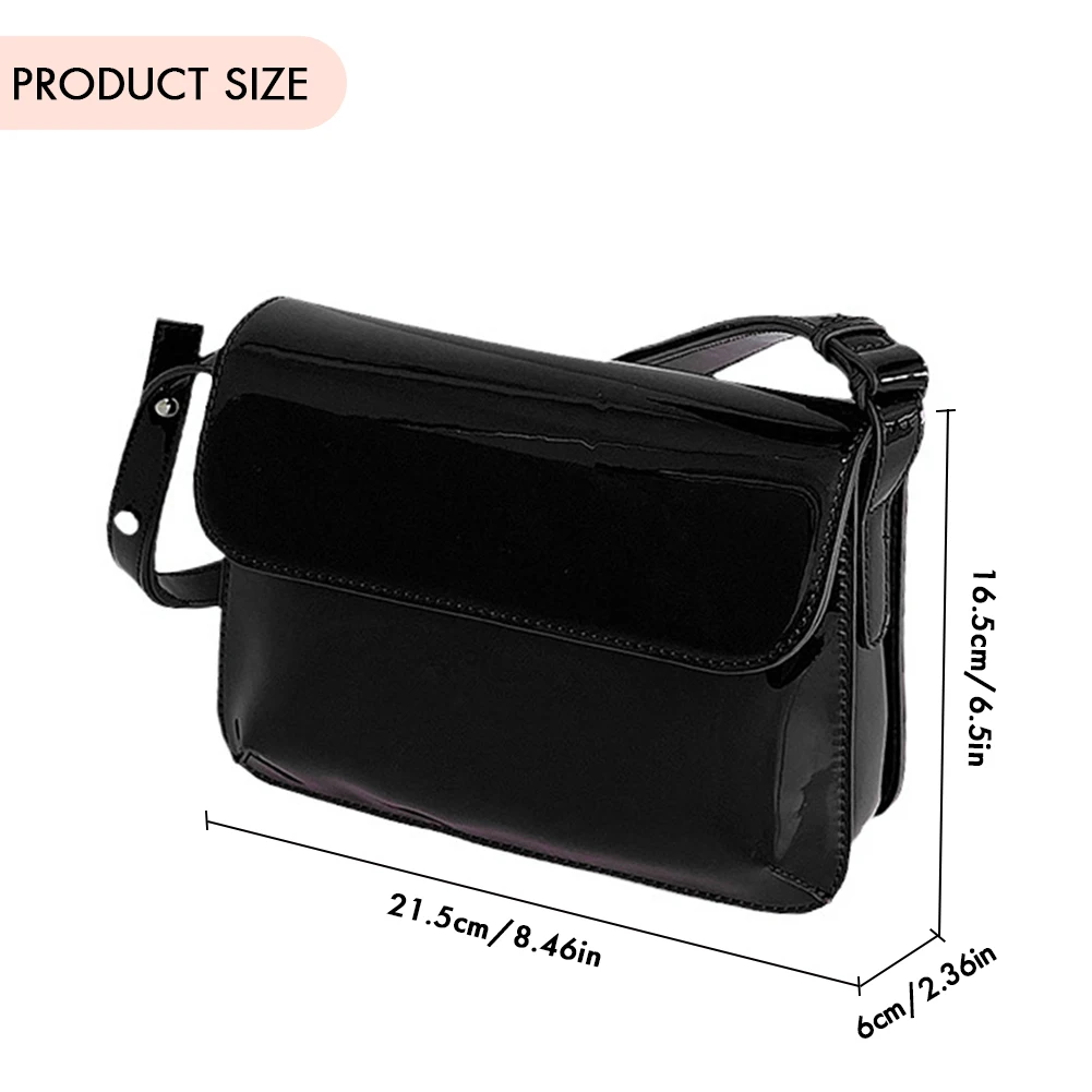 Fashion Women Patent Leather Crossbody Bag Wine Red PU Vintage Shoulder Bags Casual Solid Color Underarm Bag Ladies Handbag Tote