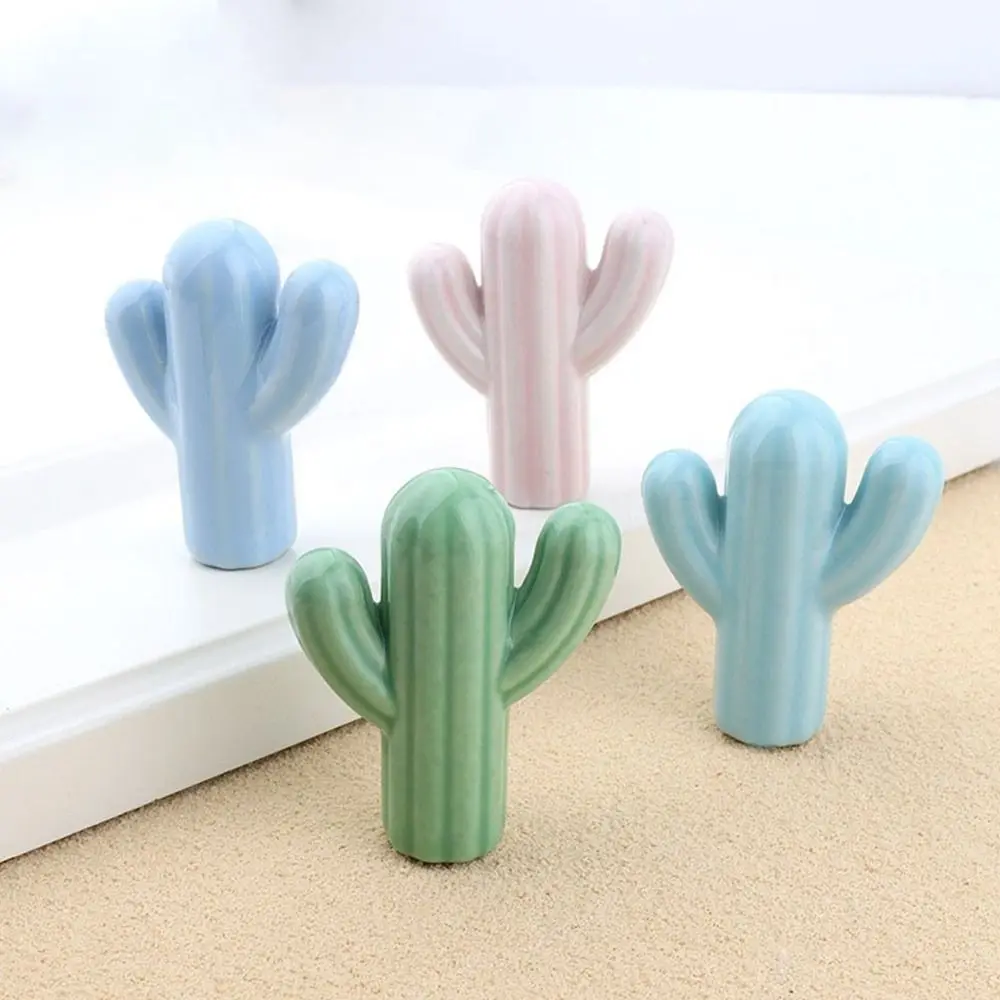 1pc Colorful Cactus Ceramic Handle w/screw Pull Knob Cute Decor Kids Room Door Cabinet Drawer Kindergarten School