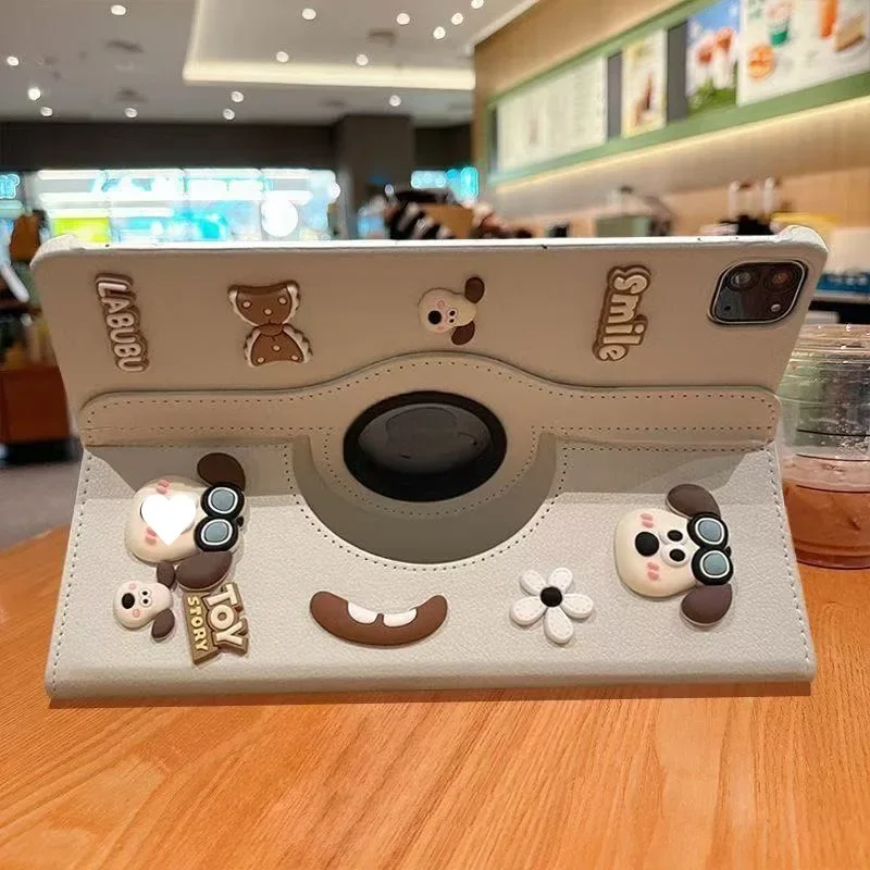 

Cute Puppy Ipad Case for 2025 A16 11th Pro 21 22 11in Case 10th Generation Air4 5 10.9in Case Mini6 360° Rotate Protective Cover