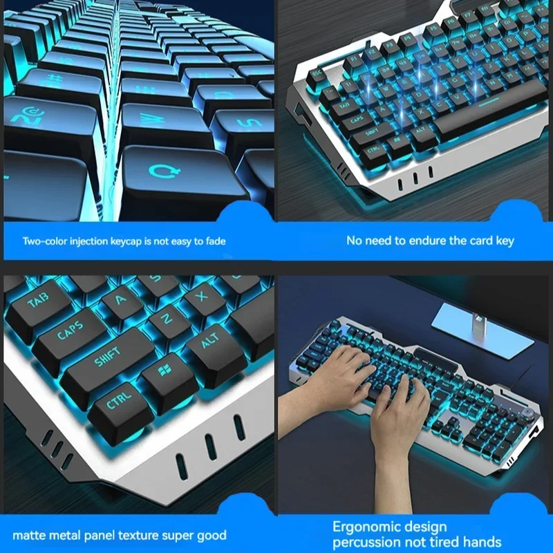 Eweadn Gx810 Wired Computer Keyboard RGB Backlit Multi-function Button 26 Keys Conflict-free Wired Esports Gaming Keyboard