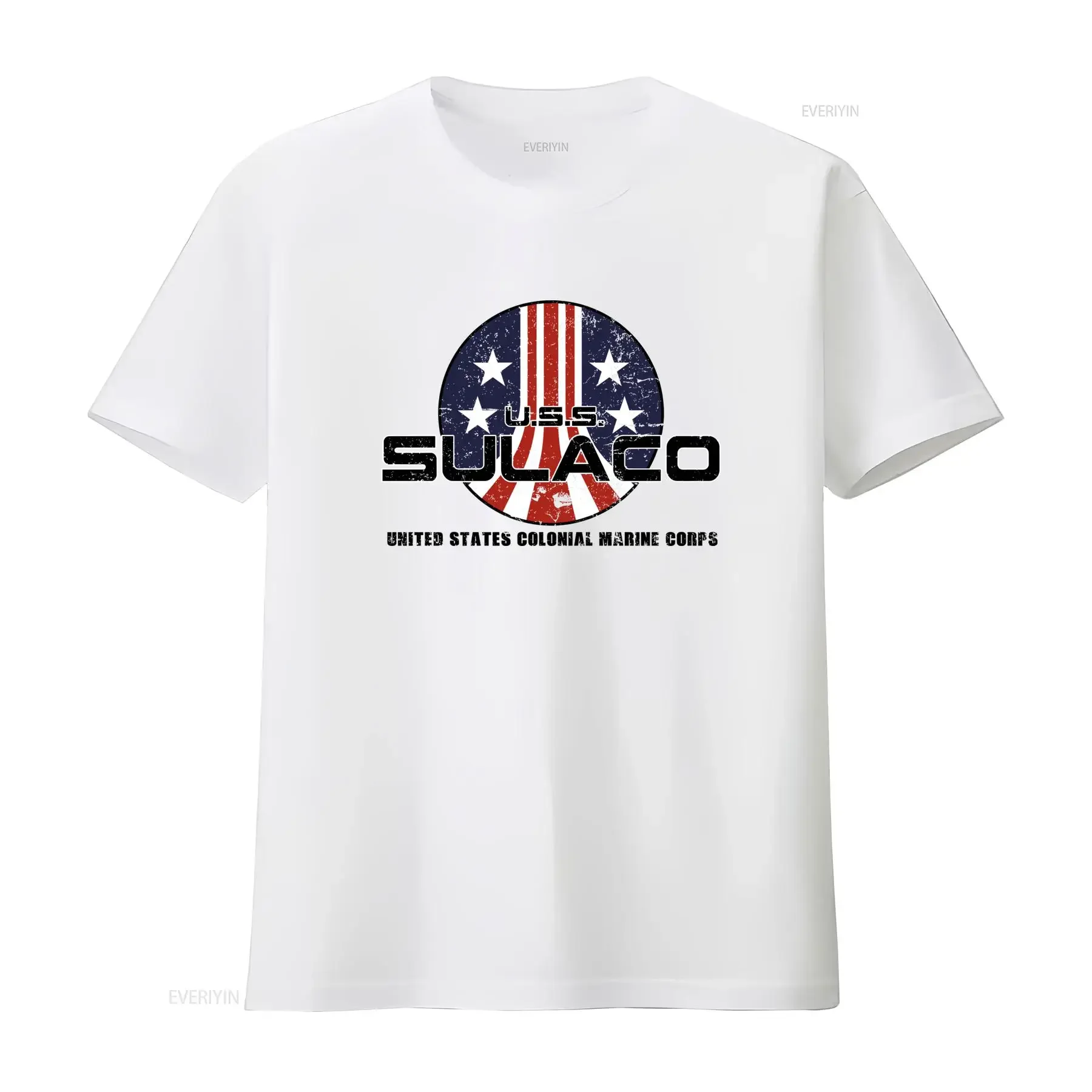 Retro Vintage USS Sulaco American Flag Print Patriotic Sci Fi Movie Casual T Shirt vintage Washed Slightly Stylish
