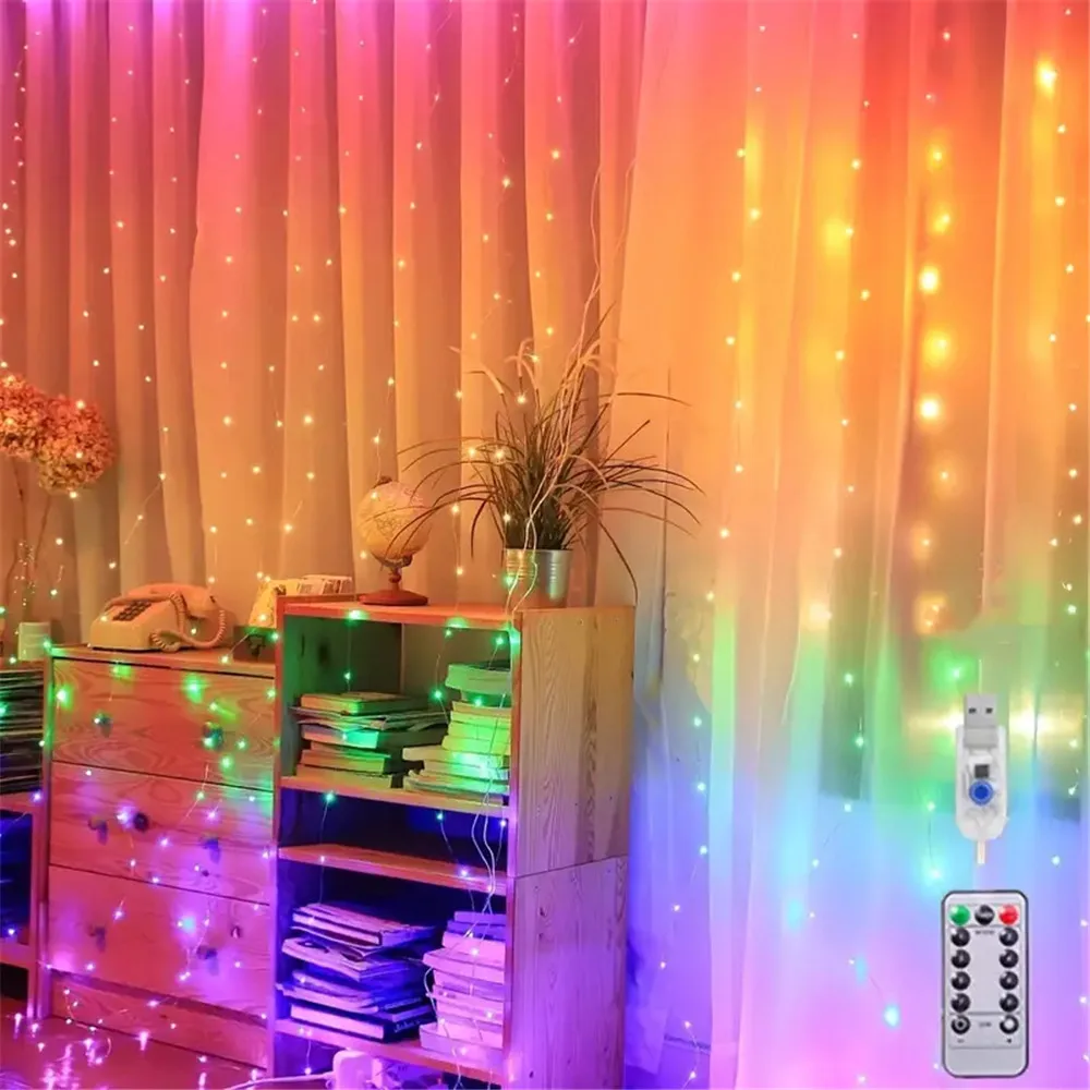 Imagem -04 - Led Curtain Fairy Lights com Controle Remoto Decorações de Natal para Casa Decoração de Casamento Guirlanda de Ano Novo Modos