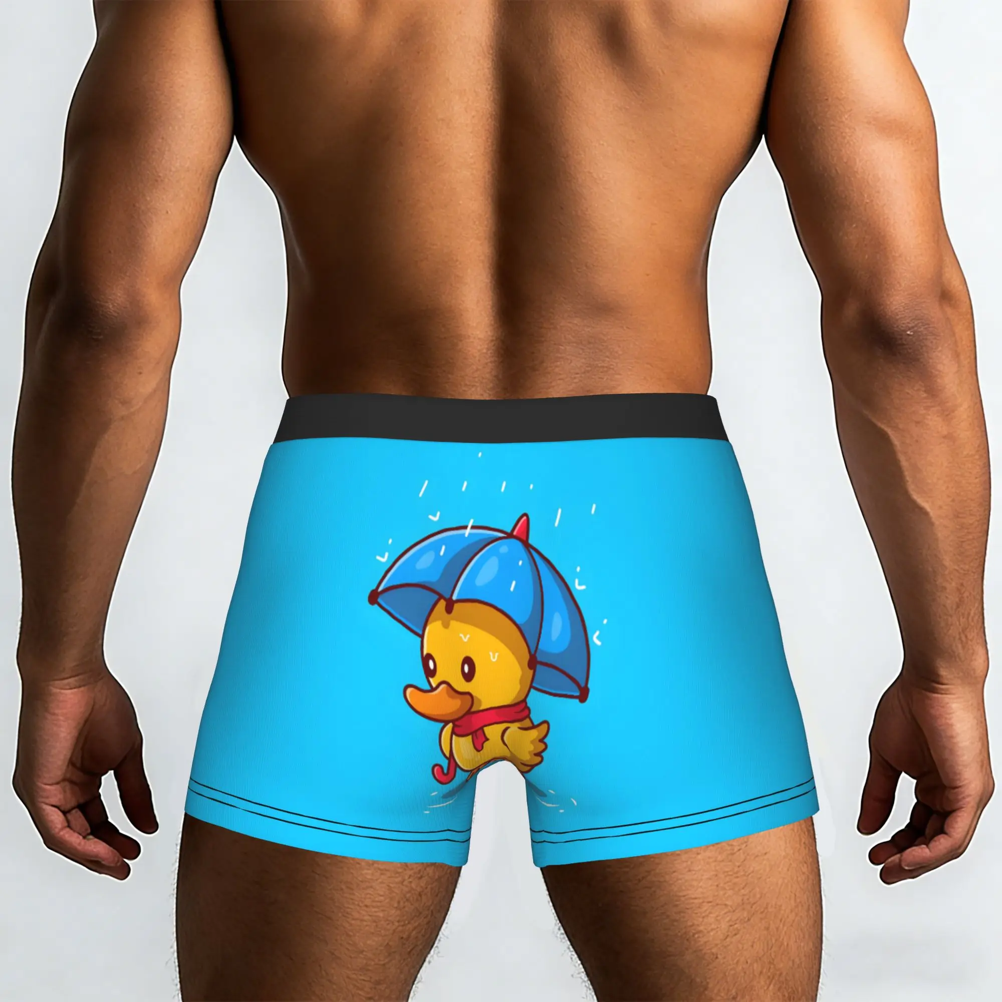 Custom Cute Duck With Umbrella In the Rain Cartoon Underwear Male Printed  Boxer Briefs Shorts Panties Breathable Underpants