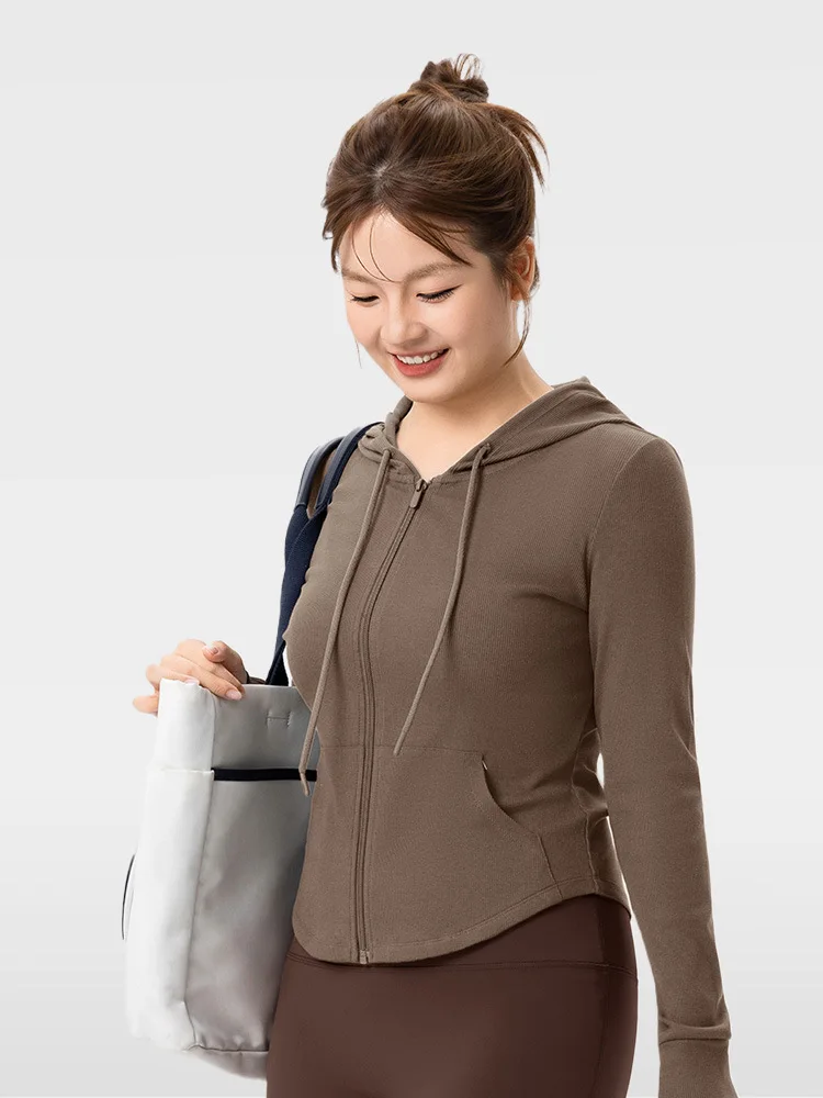 Plus Size Women's Workout Jackets Long Sleeve Yoga Coat with Drawstring Loose Fitness Tops for Women Outdoor Sports Wear Hoodie