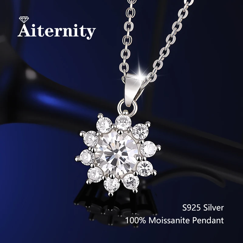 

D кулон с муассанитом, роскошный свадебный подсолнух для женщин, ювелирные изделия из стерлингового серебра 925 пробы, свадебное ожерелье с муассанитом и бриллиантами