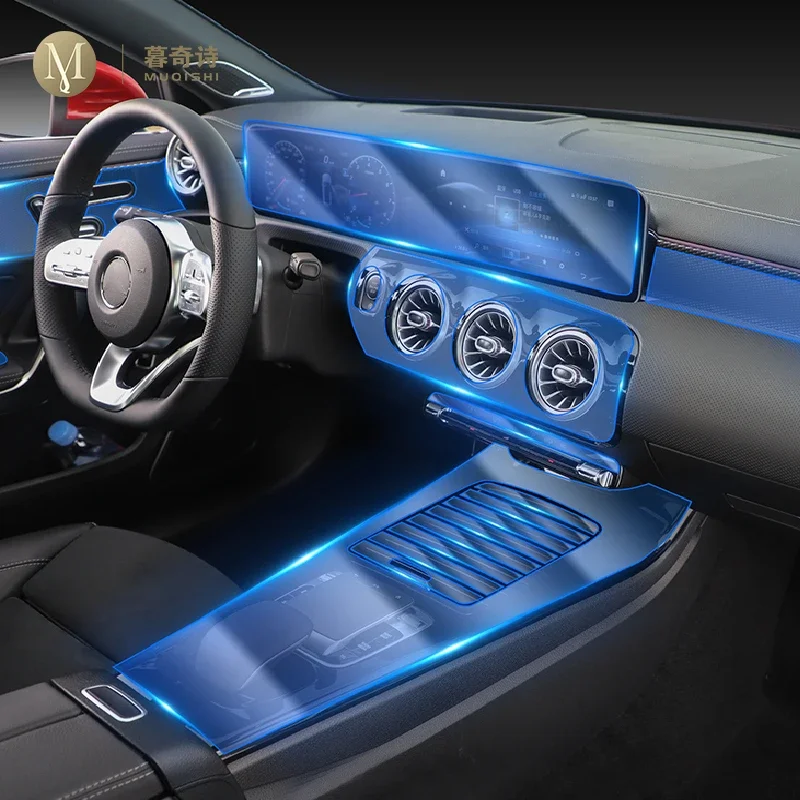 

Для Mercedes Benz A-Class W177 2019-2023 салон автомобиля защитная пленка для фортепиано прозрачная самоклеящаяся пленка из ТПУ анти-краска