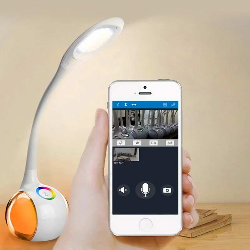 

Smart Home Swan Neck Table Lamp Baby Monitor Plug-in Bedroom Indoor Children's Eye Protection Atmosphere Desk Lamp 4K FHD CAM