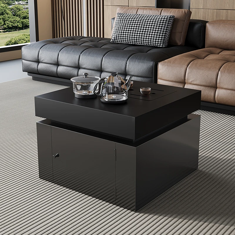

rock slab coffee table, integrated tea making, living room household small apartment, square coffee table