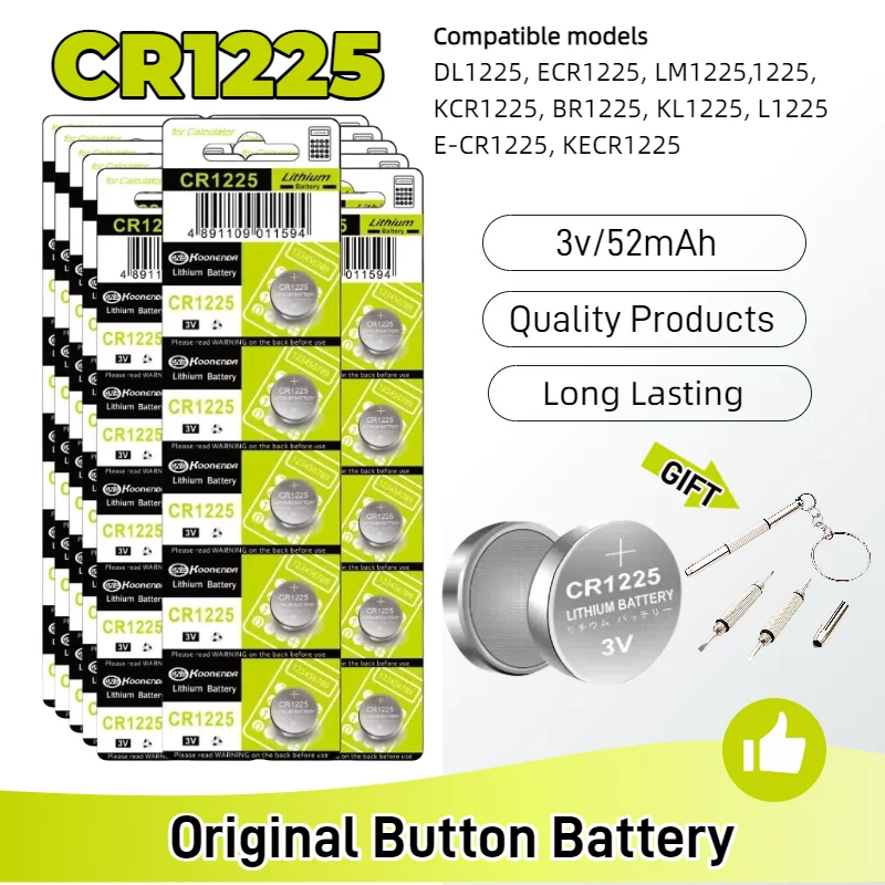 top5-100PCS 3V CR1225 Lithium Button Battery BR1225 LM1225 DL1225 ER1225GP CR 1225 Coin Cell for Watch Toys Remote Calculator