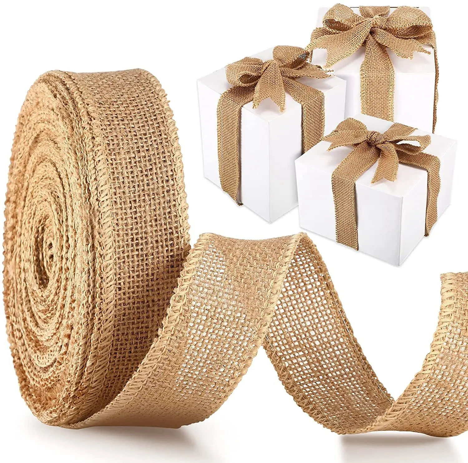 3-30cm width Handmade jute roll home decoration handmade DIY jute strip rope retro decorative packaging cloth