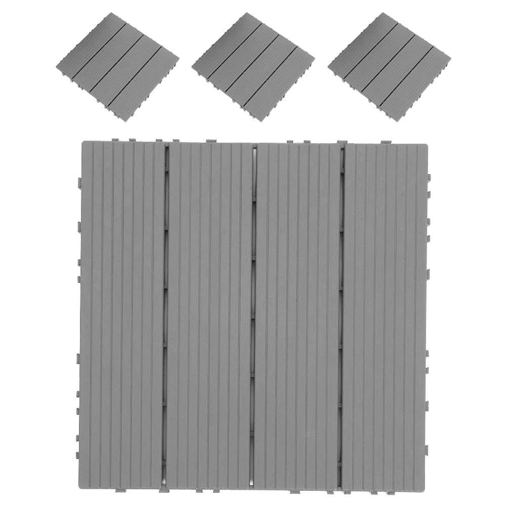 

4 Pcs Outdoor Floor Patio Imitation Wood Flooring Self-assemble Interlocking Deck Tiles Durable Garden Yard Balcony Waterproof
