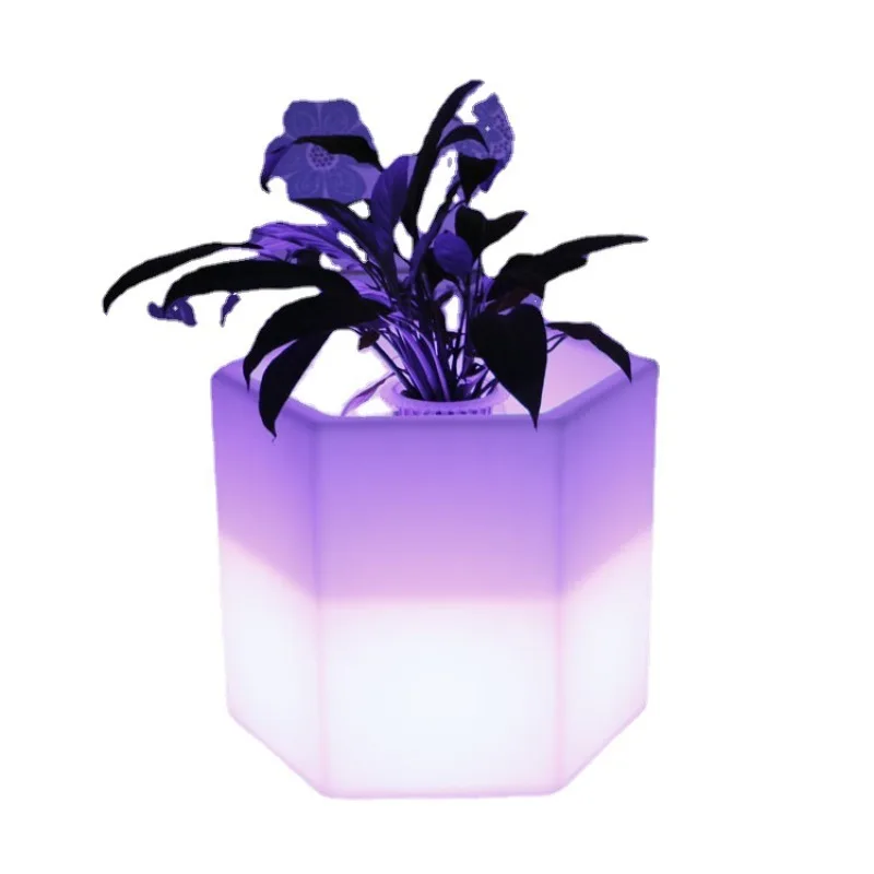 

LED luminous flower pot ins creative outdoor business floor flower device creative designer plastic round flower pot