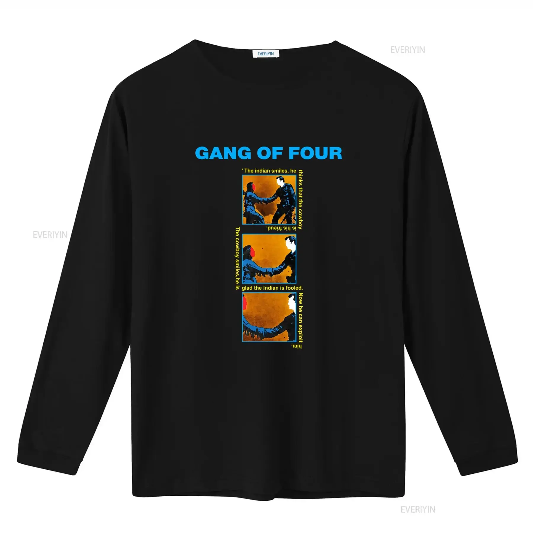 NEW POPULAR Gang of Four Entertainment English Music Logo T Shirt S 4XL with Comic Strip Print vintage Washed Versatile