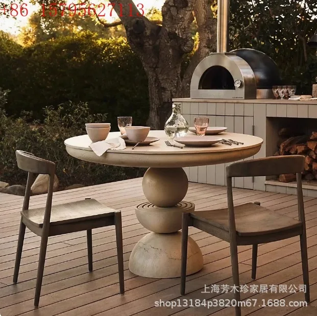 

Круглый обеденный стол в стиле ретро, французский креативный письменный стол из цельного дерева, роскошный современный журнальный столик, домашний обеденный стол