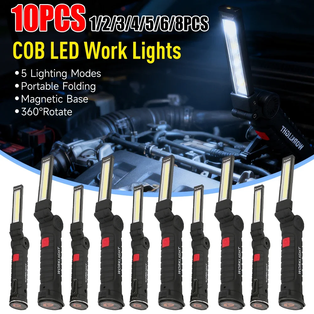 المحمولة COB عالية الطاقة مصباح ليد جيب USB قابلة للشحن التخييم مصباح الشعلة إصلاح السيارات ضوء العمل معلقة هوك المغناطيس 5 طرق #1