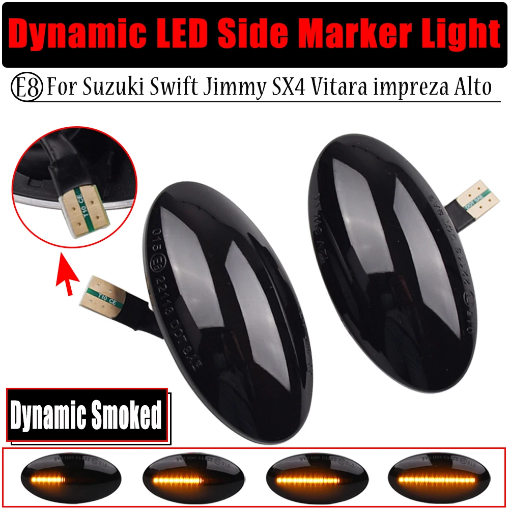 2pcs Dynamic LED Side Marker Turn Signal Lights Indicator Amber Repeater Car Lights For Suzuki Swift Jimmy Vitara SX4