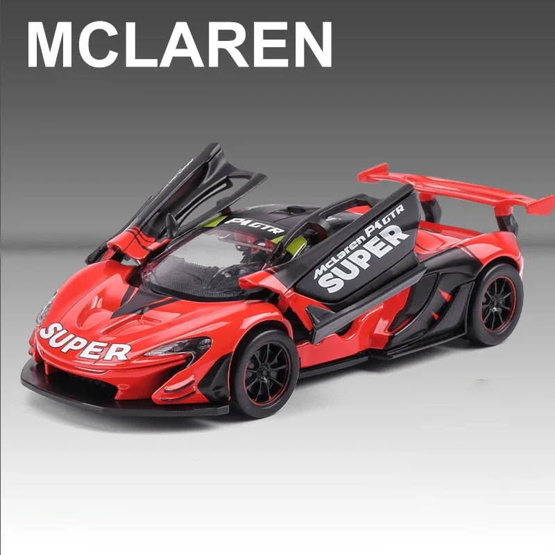 1:32 McLaren P1 GTR Supercar Alloy Car Toy Car Metal Collection Model Car Sound And Light Pull Back Toys For Children