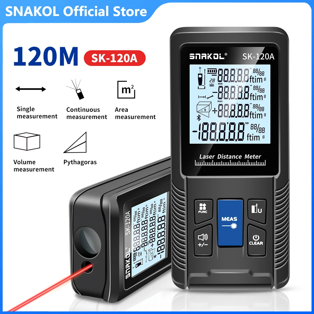 SNAKOL Distance Meter 40m/50m/70m/100m/120m Laser Rangefinder Tape Range Finder Measure Device Tools Digital Ruler Test Tool