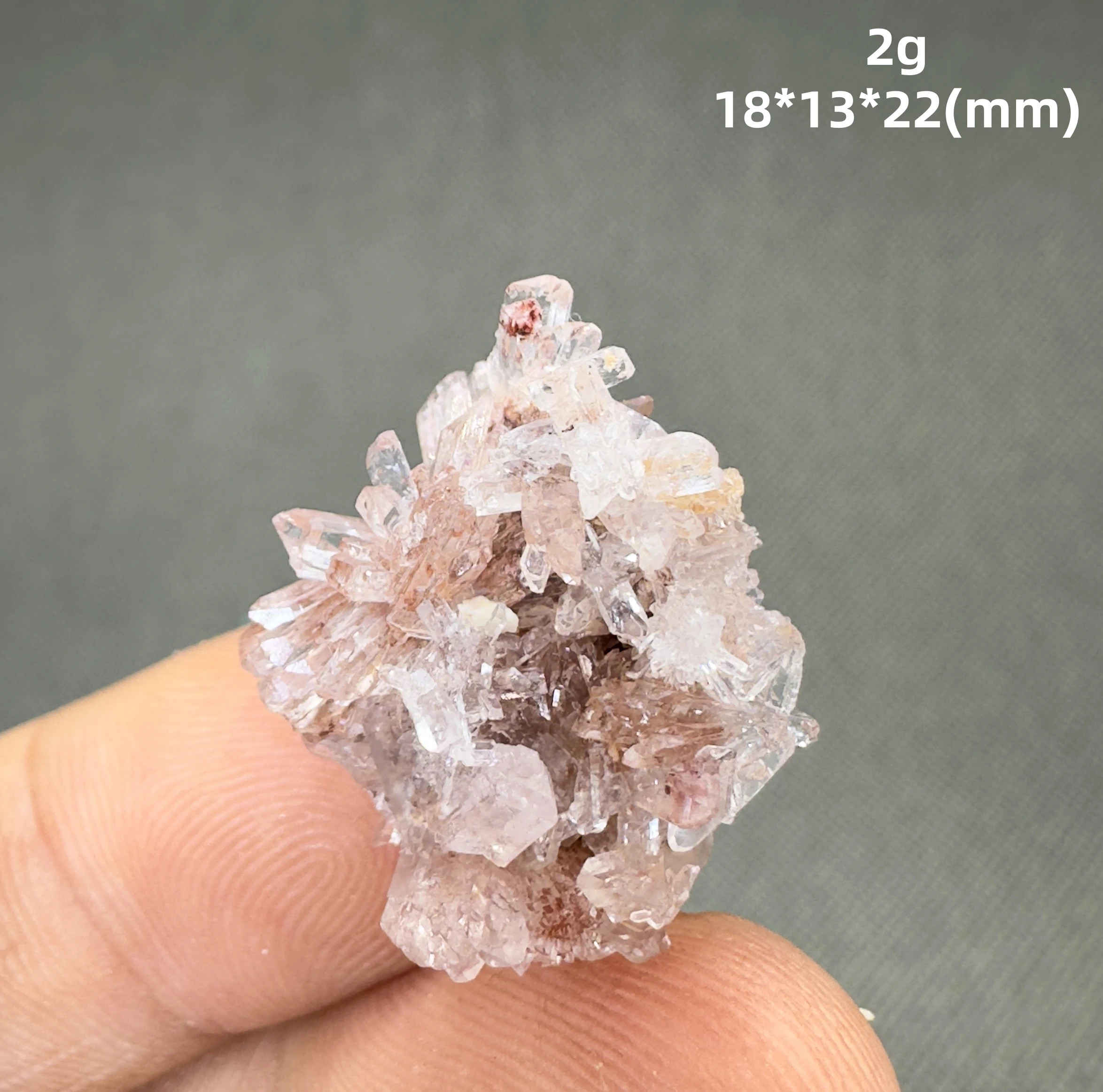 Natural mauve Creedite mineral specimen + healing quartz crystals and stones rock gemstone