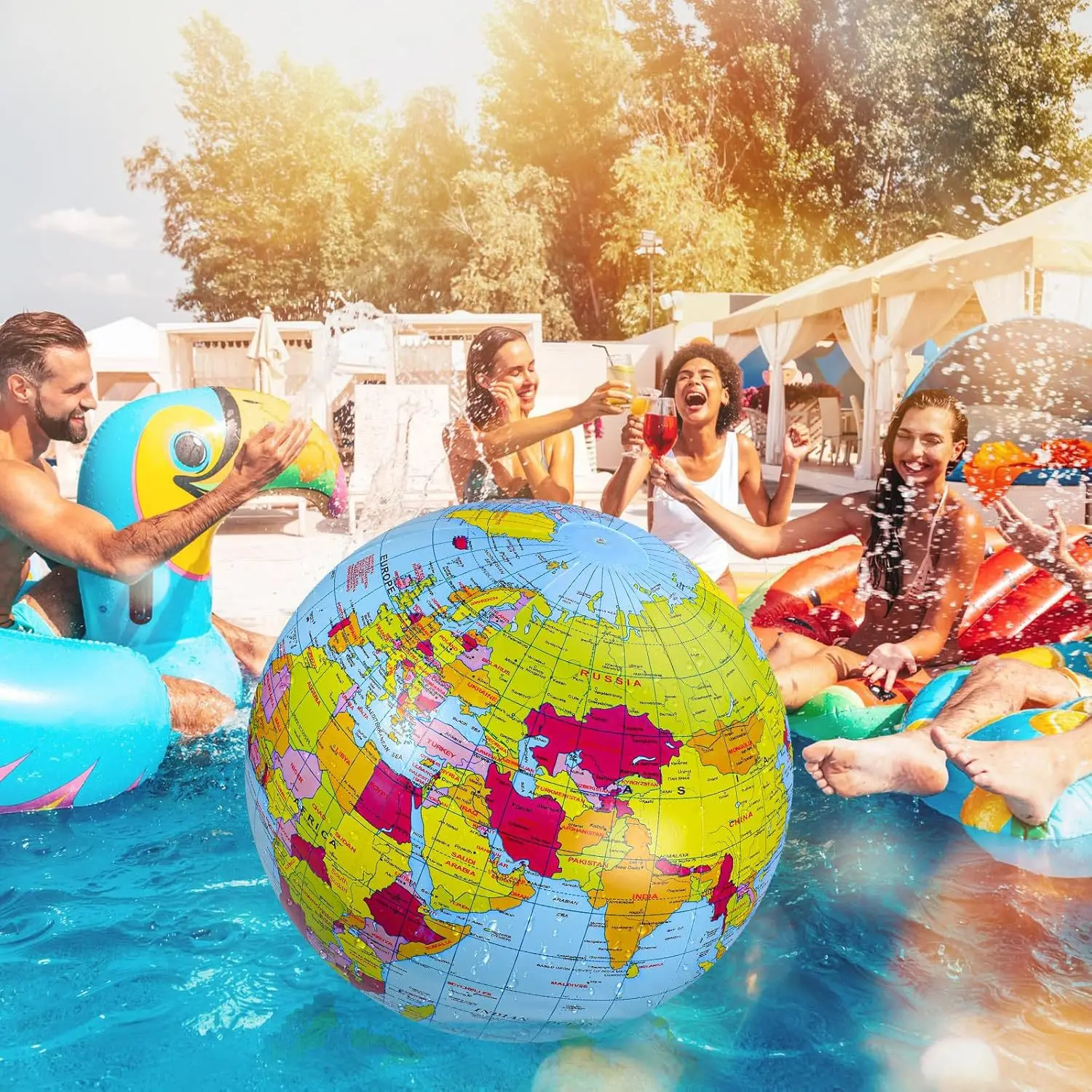 Globe gonflable de 90CM, accessoire d'enseignement, Version anglaise, boule de carte gonflable, jouet d'éveil de géographie pour enfants