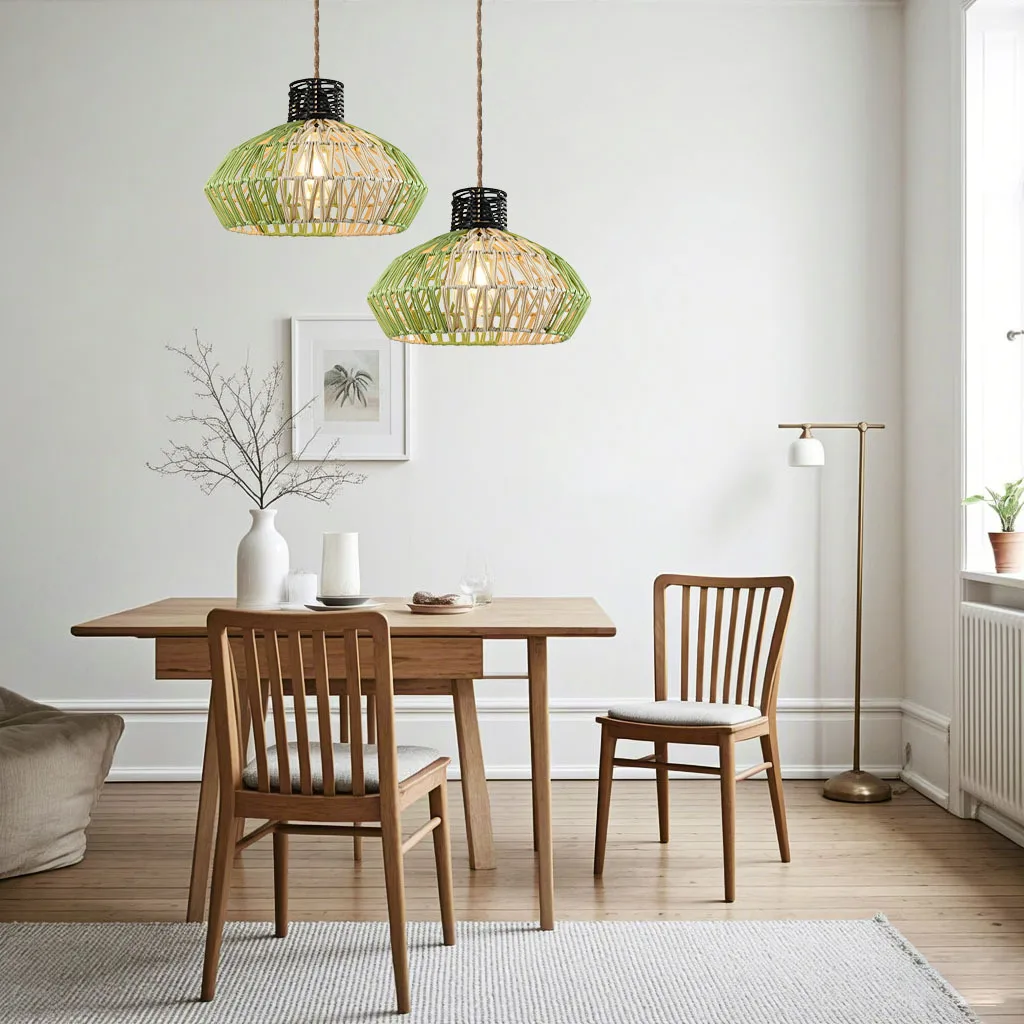 Hand Woven Chandelier Lampshade  Plastic Imitation Rattan Decorative Lighting Accessory