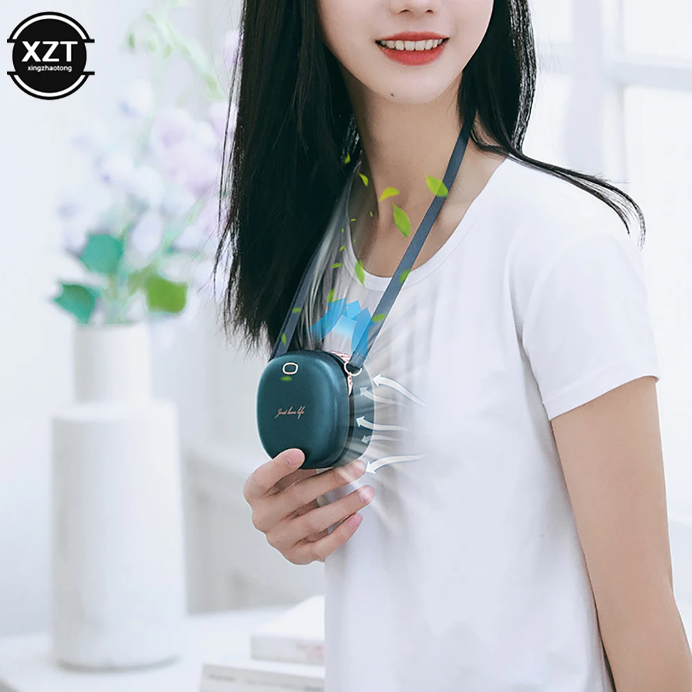 2023 New Mini Portable Hanging Waist Neck Fan Hands Free USB 3 Speed Adjustable Air Cooler Drop Shipping Summer Outdoor