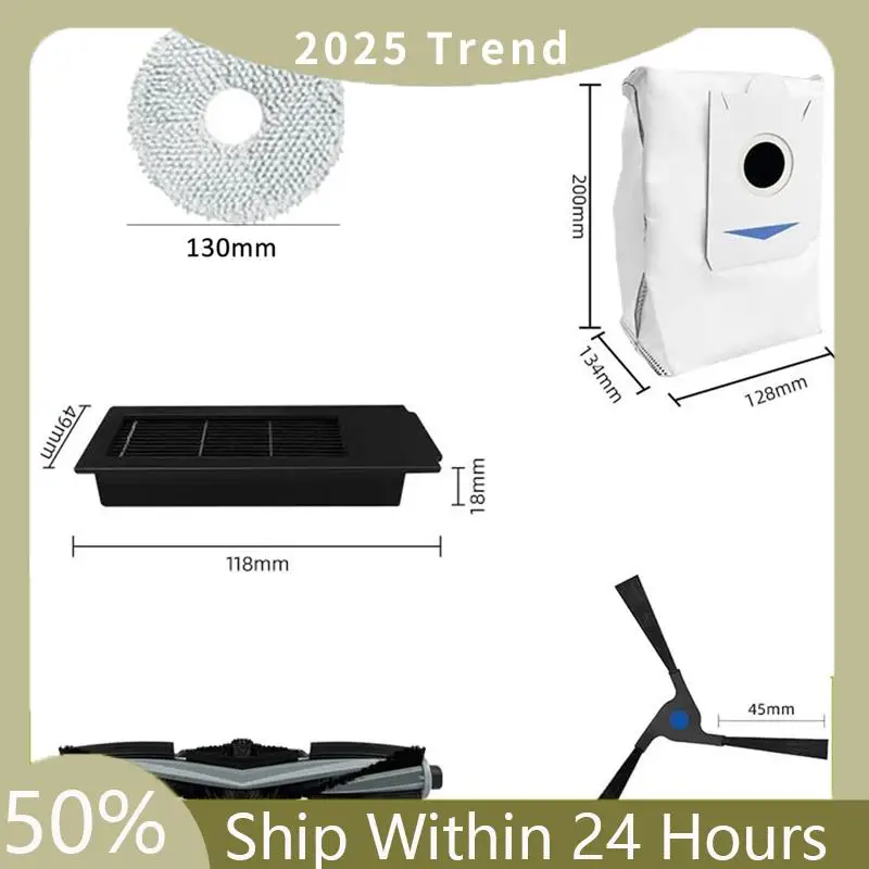 قطع غيار لـ Ecovacs Deebot X2 / X2 Pro / X2 Omni Robot مكانس كهربائية منظف فرشاة جانبية مرشح ممسحة ملابس كيس لجميع الغبار
