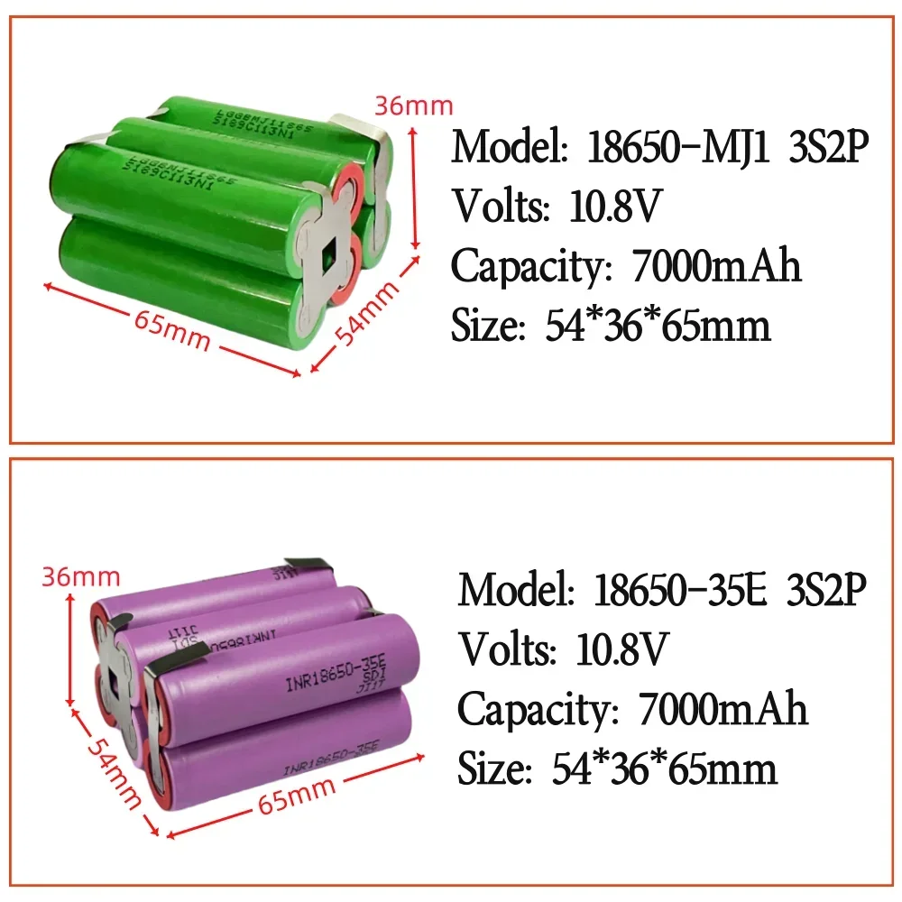 10.8V-18V 7000mAh 3S2P 4S2P 5S2P Series Connection 18650-MJ1/18650-35E Li-ion Battery,For Screwdriver Battery Weld Battery Pack