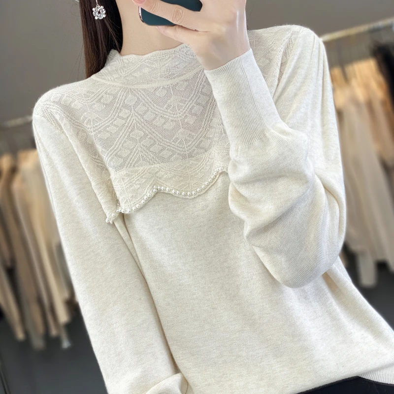 Coffee colored sweater for women in autumn and winter, fashionable and westernized, age reducing knitted sweater, top temperamen